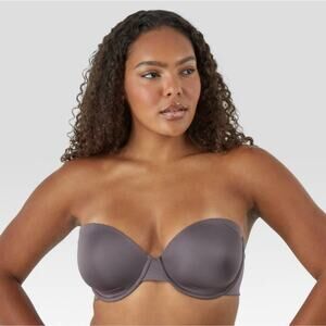 Maidenform SE6900 Strapless Bra 38DD Sparrow Brown Side Smoothing Underwire